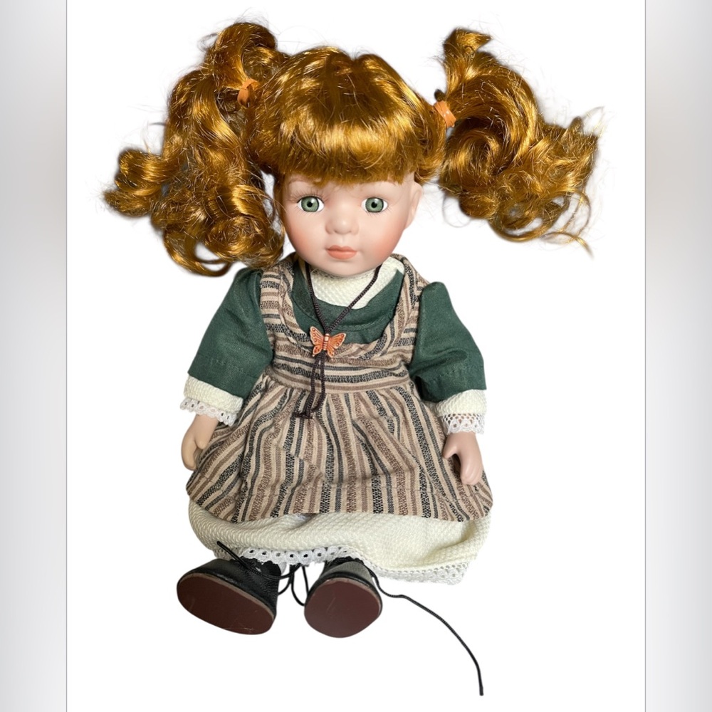 Vintage Imperfect Perfect Set of Two Sitting Brother & Sister Porcelain Dolls 8” - Picture 4 of 9